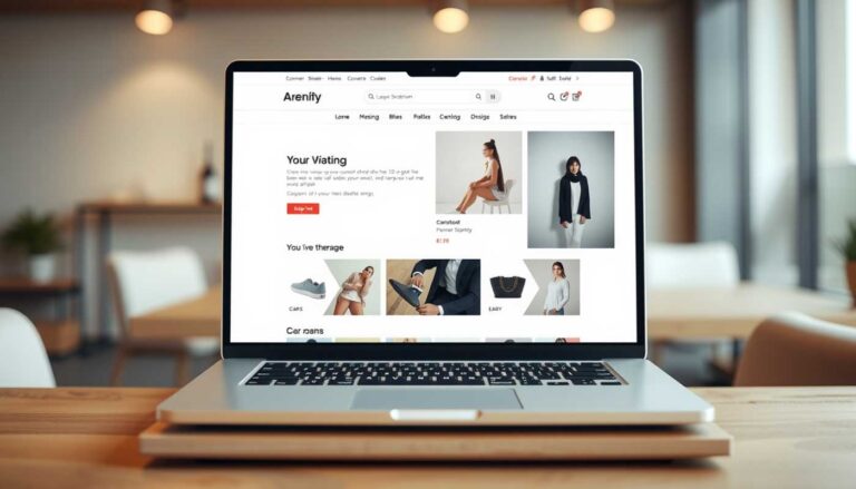 Modernes Online-Shop-Design auf einem Laptop-Bildschirm – So kannst du einen professionellen Online-Shop erstellen