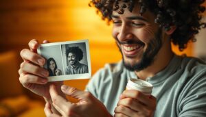 Storytelling für Verkäufer: Eine emotionale Vorher-Nachher-Szene eines zufriedenen Kunden mit einem Produkt